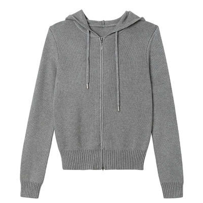 气质羊毛显瘦连帽毛衣