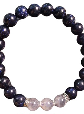 星空蓝砂石手串配月光石手链女款原创水晶蓝星沙石手链送女友物礼