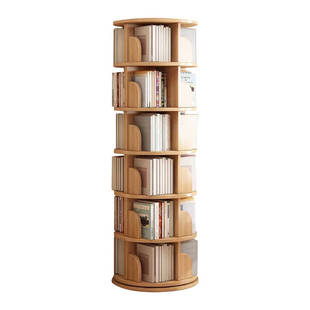 实木旋转书架儿童360度书柜一体靠墙窄柜可移动置物架学生储物柜