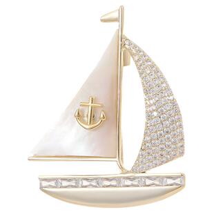 【紫罗兰正版】远航胸针母贝船帆一帆风顺胸花西装别针生日礼物