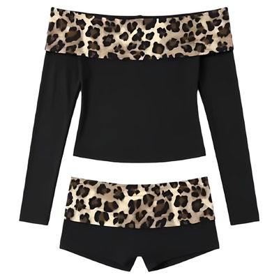 Leopard print patchwork casual shorts 豹纹拼接撞色休闲短裤女