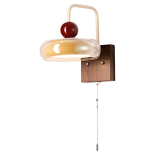 Home中古风壁灯带拉链开关卧室床头灯主卧复古设计房间背景墙灯具