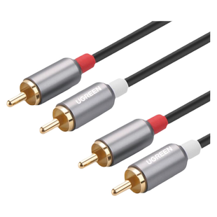 绿联 双莲花头音频线2rca二对二红白梅花插头纯铜信号输出线AV通用DVD电视蓝光机CD功放低音炮音箱音响连接线