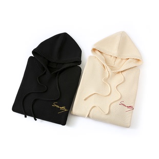 INXX Standby 花体LOGO刺绣连帽针织衫男复古宽松套头毛衣情侣