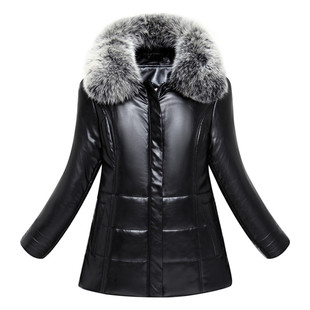 2025新款海宁皮衣女真皮羽绒服短款加绒加厚中老年妈妈皮棉衣外套