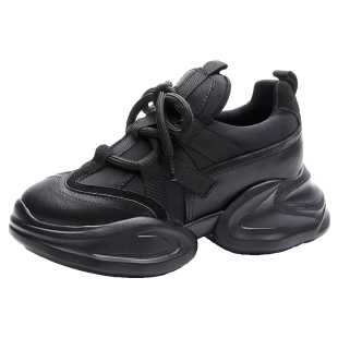 真皮内增高老爹鞋女爆款2025年秋季新款休闲运动鞋子厚底透气女鞋