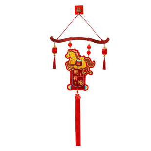 新年装饰入户大门福字挂饰2026马年醒狮挂件春节过年喜庆氛围布置