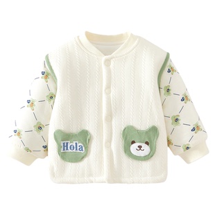 婴儿夹棉袄秋冬季加厚棉服宝宝开衫外套可爱三层保暖男女宝宝上衣