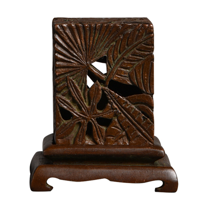 蕉叶四方小铜香炉摆件锥塔香篆炉