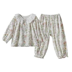 【艺术家联名】嫚熙弹力丝麻棉儿童家居服套装男女童宝宝睡衣春夏