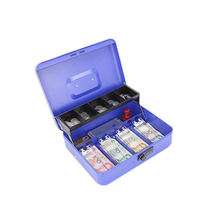 收款箱带锁密码盒手提收银箱财务票据收纳盒超市钱箱铁黑子收银盒