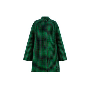 素芭千鸟格双面呢大衣女冬季复古时尚休闲百搭保暖中长外套SJ0798