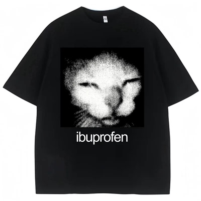 Funny Cat T-shirt搞笑卡通猫咪潮流简约大码休闲圆领短袖T恤男女