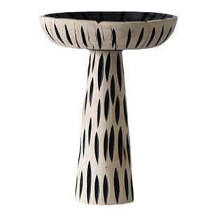 侘寂风香樟木高脚托盘创意佛手柑果盘点心盘摆件客厅装饰盘高足盘