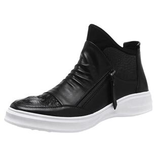 凯玛龙冬季加绒保暖套脚高邦真皮韩版潮流短靴高帮休闲鞋马丁靴子