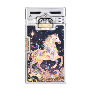 首领夜光新款旋转解压创意打火机个性防风耐用曼陀罗煤油打火机