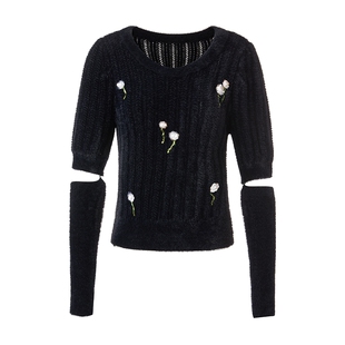 【奥莱】MAXRIENY复古截短针织毛衫秋装上衣女毛衣针织衫