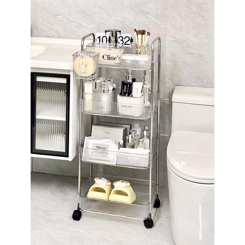 置物架亚克力零食小推车化妆品落地宿舍书架床头桌面卫生间收纳架