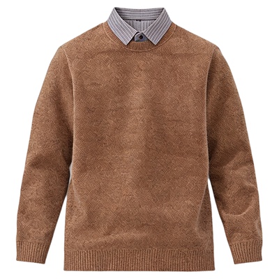 班尼路SK假两件长袖翻领毛衣男士