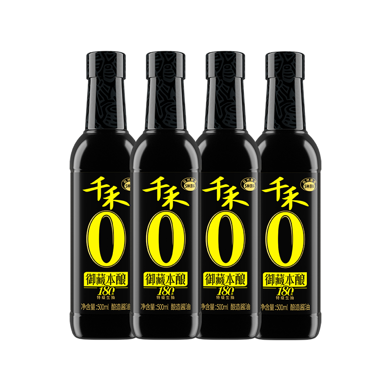 千禾零添加御藏180天500ml-4特级生抽酱油酿造点蘸调味官网旗舰店