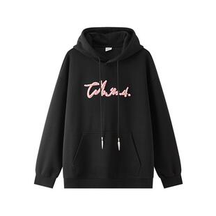 三福2025冬季男士珠珠点缀带帽卫衣 前幅口袋宽松上衣510047