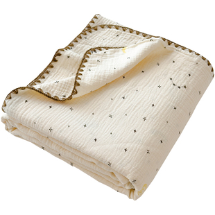 A类婴儿童纯棉双层纱盖毯午睡沙发小毯子全棉办公室毛毯空调被芯
