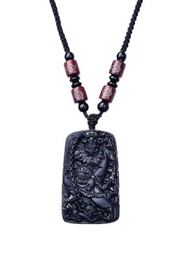 黑曜石钟馗吊坠男女款