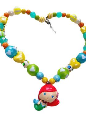JMH小吴同学 白雪公主美人鱼彩色串珠锁骨链多巴胺甜美可爱项链女