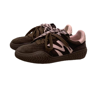 欧洲站2025秋季新款真皮厚底系带德训鞋女运动鞋时尚休闲女鞋单鞋