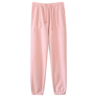 睡裤女长裤秋冬加绒加厚法兰绒裤子暖暖裤珊瑚绒加肥雪粒绒家居裤