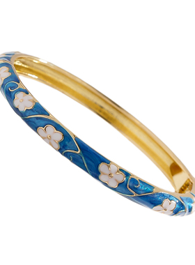 复古礼物珐琅手镯碎花景泰蓝细圈