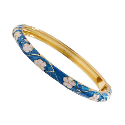 复古礼物珐琅手镯碎花景泰蓝细圈