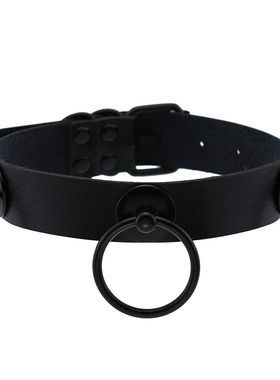 圆环酒吧朋克风街拍锁骨链皮项圈