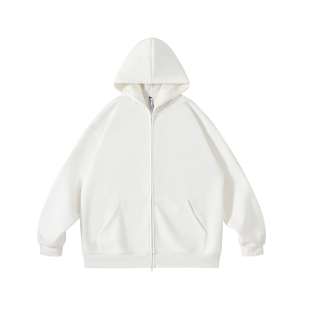 420g重磅白色开衫连帽卫衣内搭男2026新款春季宽松休闲上衣外套