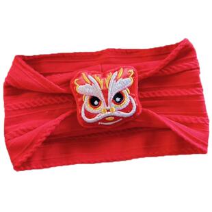 大红色婴儿囟门帽夏季婴儿宝宝护卤门宽发带发饰喜庆中国风虎头帽