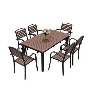 户外桌椅庭院花园餐桌椅组合阳台茶桌咖啡厅露台室外休闲塑木桌椅