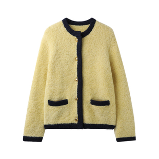 PENNYPENG 伦敦时区 复古风单股2.5支特纺羊毛柔软毛面小香风外套