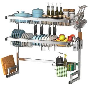 304不锈钢厨房水槽置物架水池上碗盘沥水架多功能台面碗碟收纳架