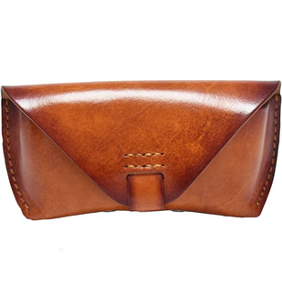 复古真皮太阳镜墨镜收纳盒头层牛皮手工擦色植鞣皮眼镜盒老花镜盒