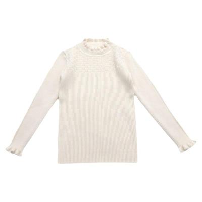 女童花边领简约秋冬纯色打底衫