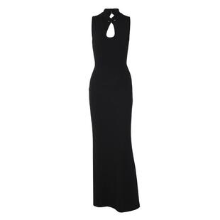shemoda 新中式性感露背镂空盘扣无袖连衣裙女高腰修身包臀长裙子