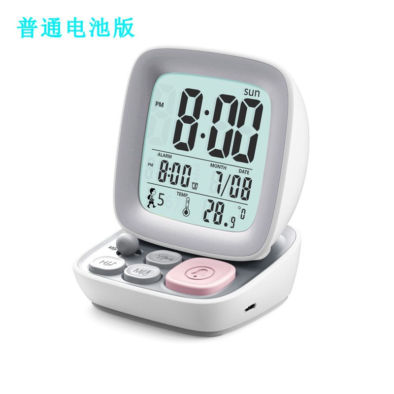 小闹钟学生用智能床头夜光静音闹铃可爱多功能桌面电子数字时钟_虎窝淘
