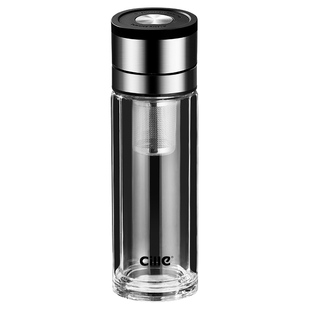 希乐双层玻璃杯男士高硼硅茶水分离一键开盖车载水杯速开泡茶杯子