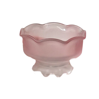 ins风花朵粉色高脚玻璃冰淇淋杯