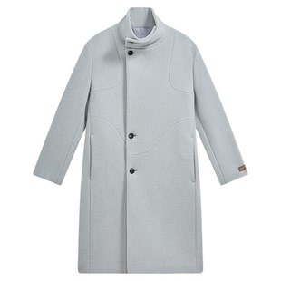 ZIOZIA冬季青年气质休闲纯色简洁长款毛呢大衣外套ZCG04T21D