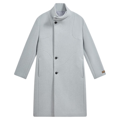 ZIOZIA冬季青年气质休闲纯色简洁长款毛呢大衣外套ZCG04T21D