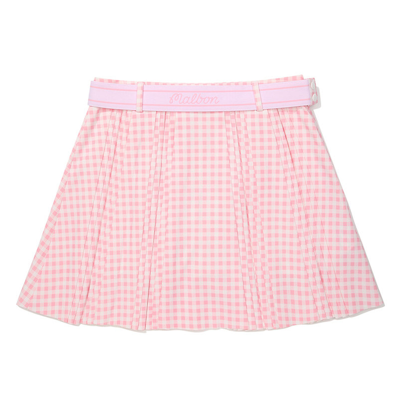 夏季MALBON高尔夫女格子百褶裙