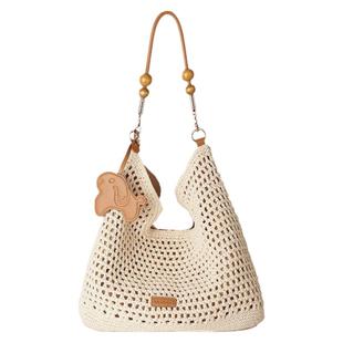 稻草人包包女2025新款沙滩度假编织托特包休闲单肩包女斜挎包正品