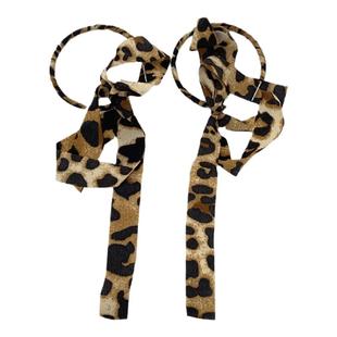 豹纹飘带蝴蝶结耳钉女2025新款爆款显脸小辣妹耳环耳坠高级感耳饰