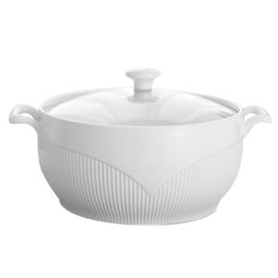 家用双耳带盖陶瓷汤窝创意炖盅纯白大号容量饭汤碗汤盆微波炉包邮